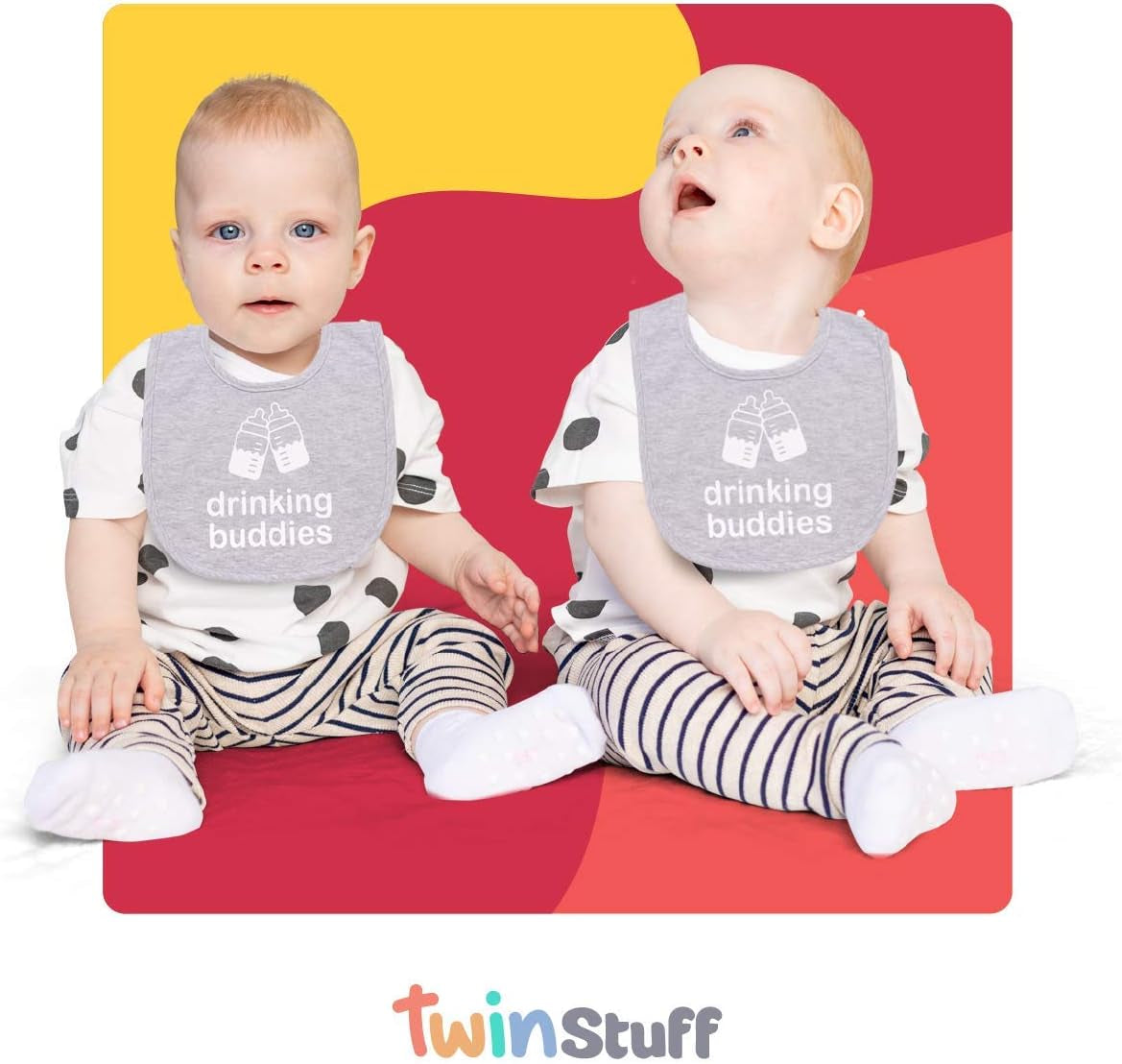 Drinking Buddies Bibs - Twins Baby Bibs for Boys and Girls